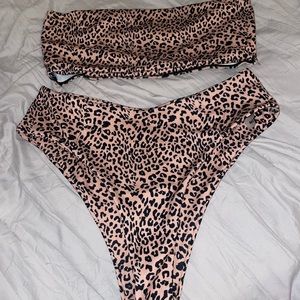 Cheetah print matching swimsuit. Size large